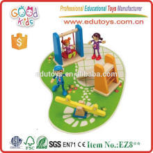 Lovely Design Mini Wooden Playground Toys w/ wooden swing, slide and see-saw set